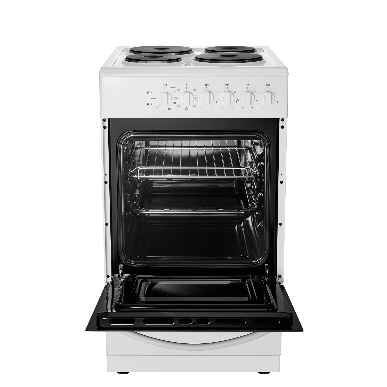 Midea MFO20DME4H109-WH 50cm Single Oven Electric Cooker with Solid Plate Hob - White full image