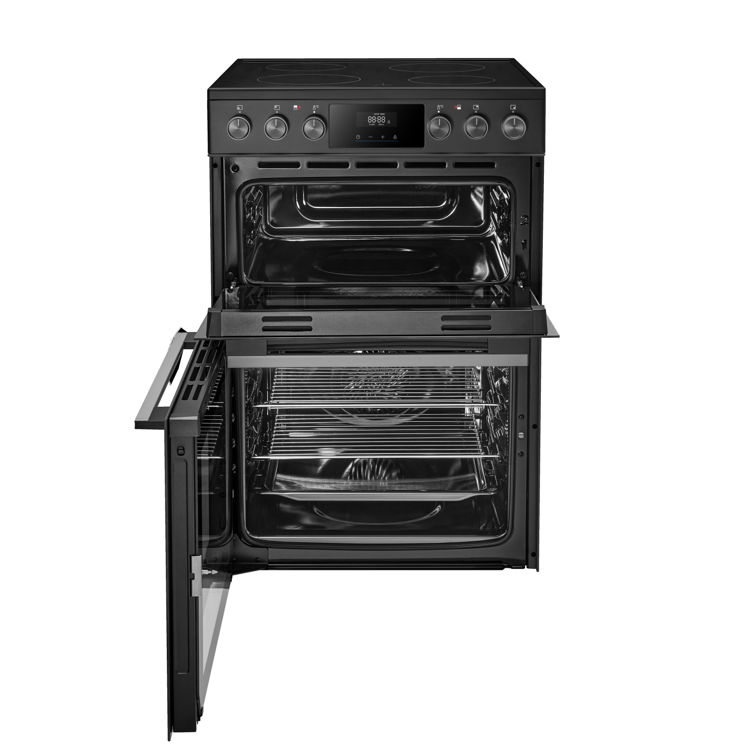 Midea MFO24EME4R118-BK 60cm Double Oven Cooker with Ceramic Hob - Black full image