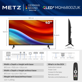 Metz 40MQH6800ZUK 40" HD Smart QLED TV with Freely Power by Tivo - Black - 2
