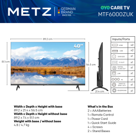 Metz 40MTD6000YUK 40" DLED FHD Smart TV - 6