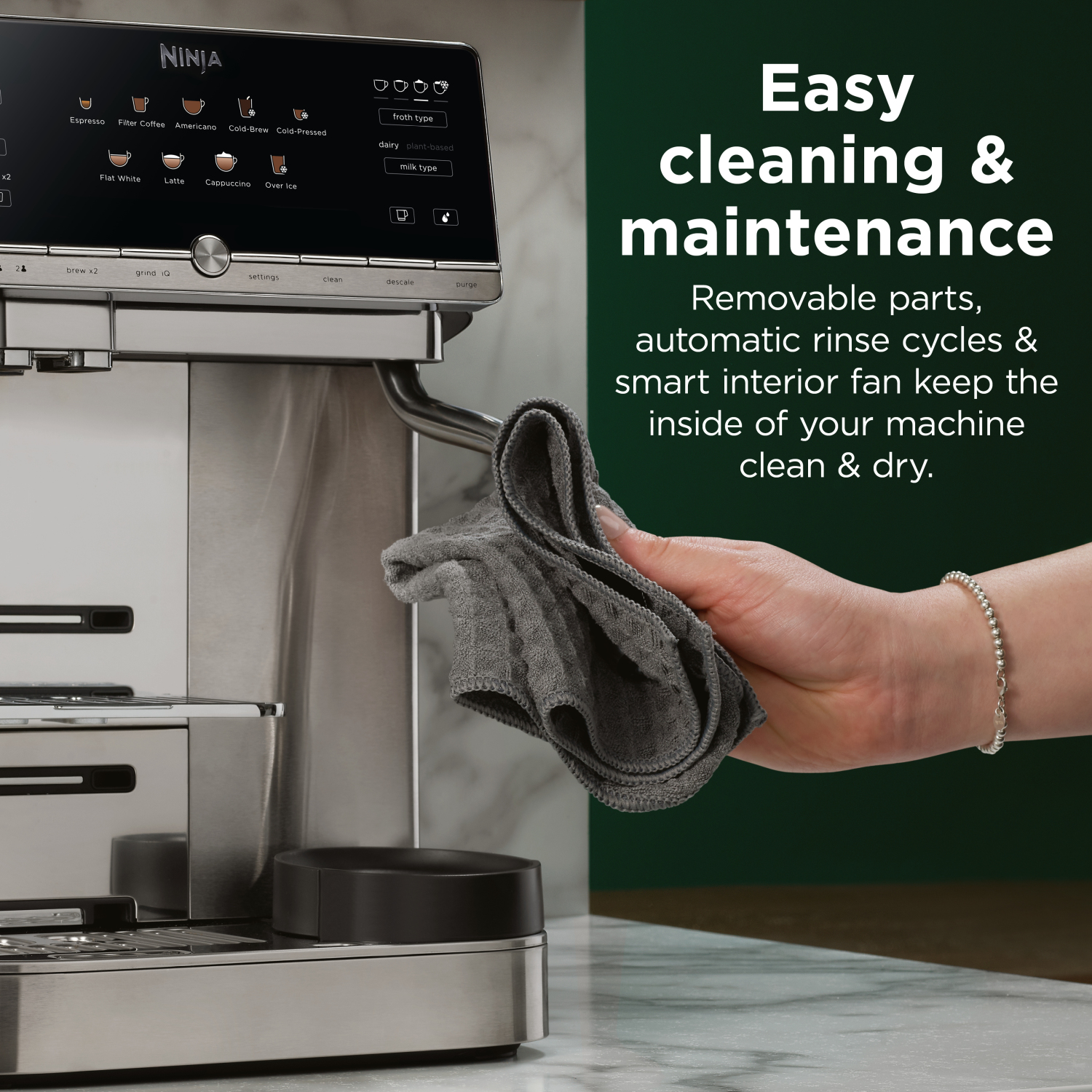 Ninja AE1001UK AutoBarista Coffee Machine - Black/ Stainless Steel full image