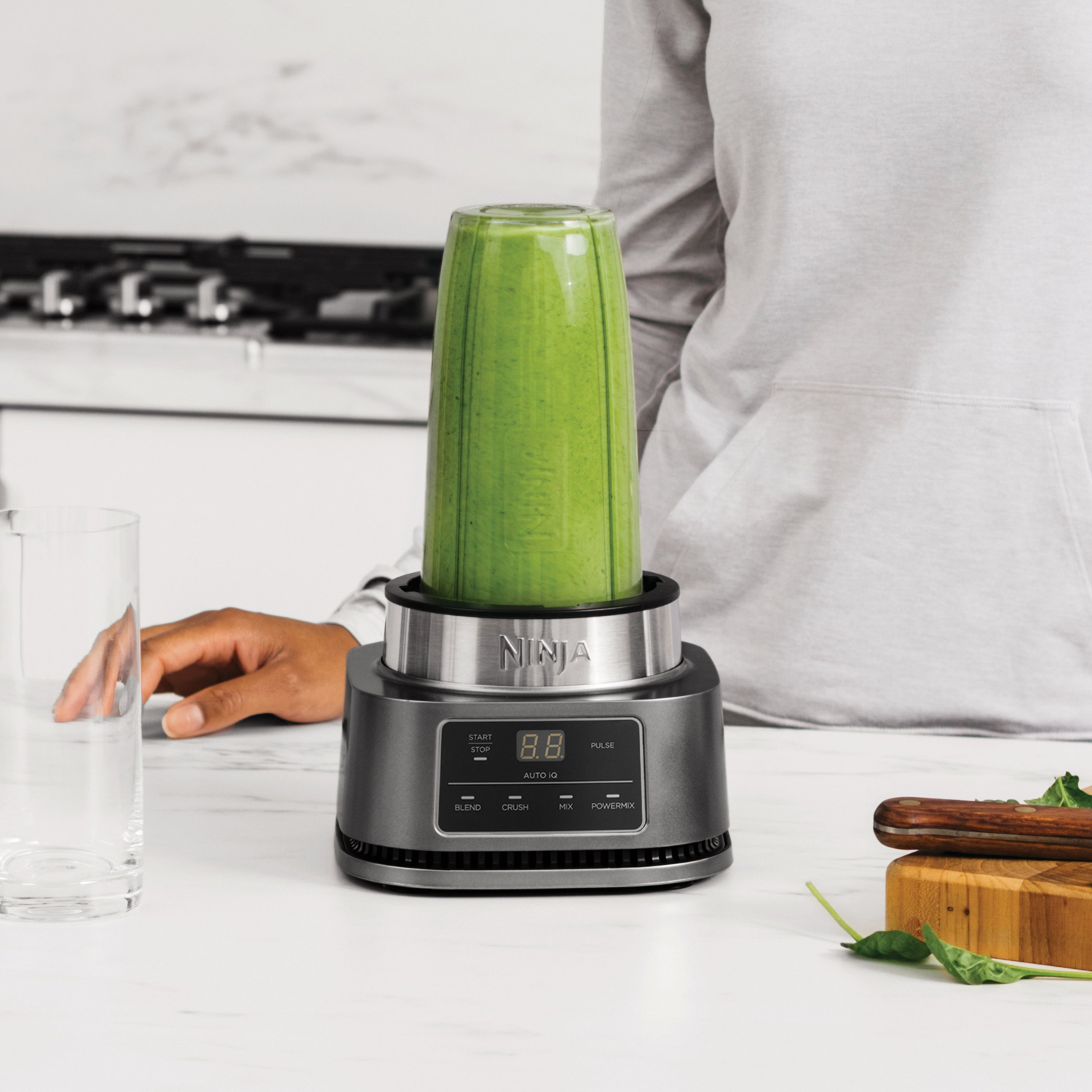 Ninja CB100UK 2-in-1 Foodi Power Nutri Blender with Auto-iQ- Silver full image
