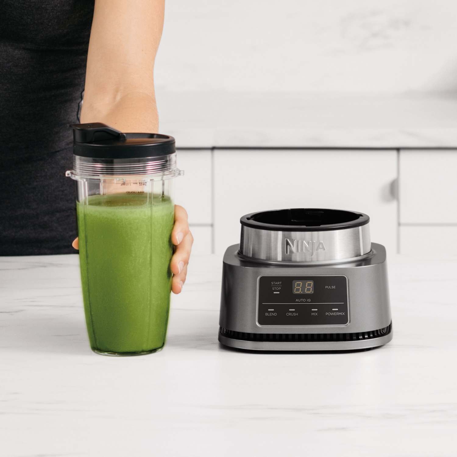 Ninja CB100UK 2-in-1 Foodi Power Nutri Blender with Auto-iQ- Silver full image