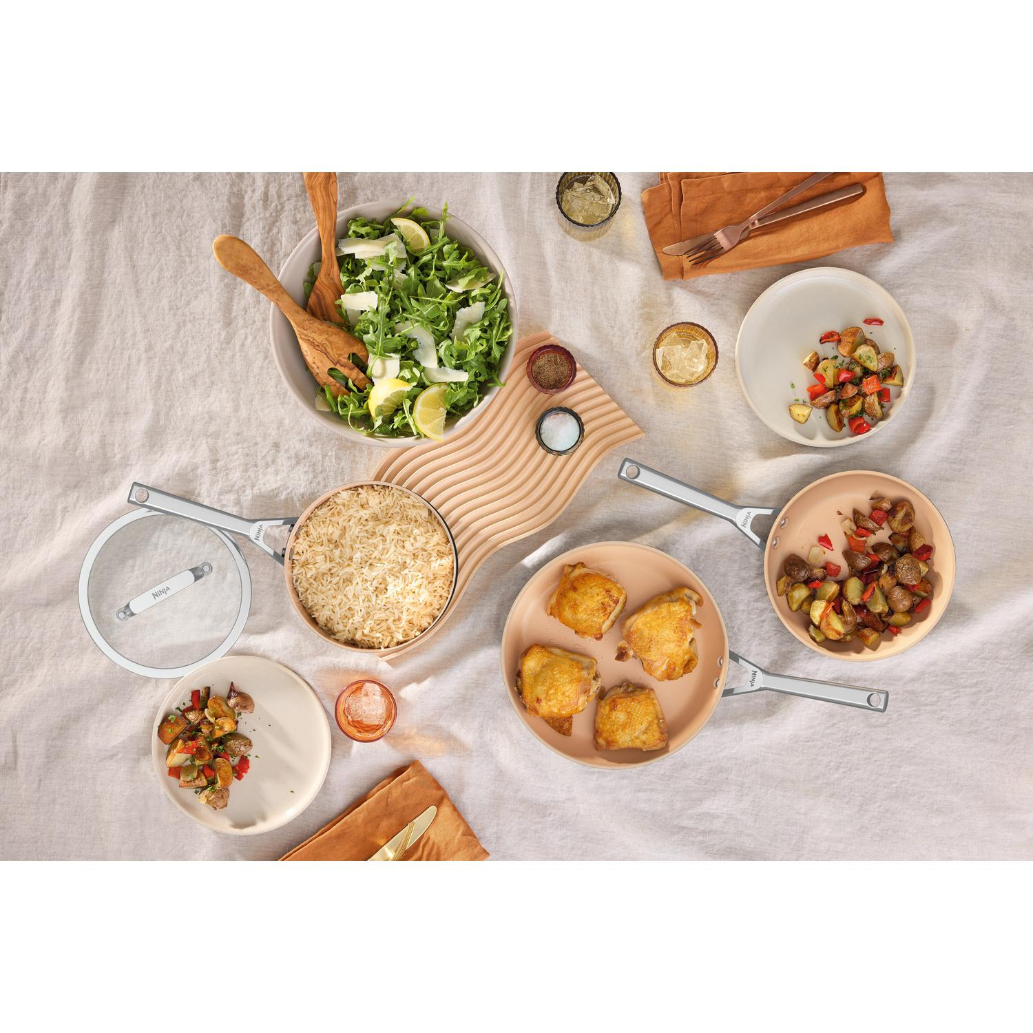 Ninja CW95000UK Ceramic Coated Cookware 5-Piece Set - Apricot & Grey full image