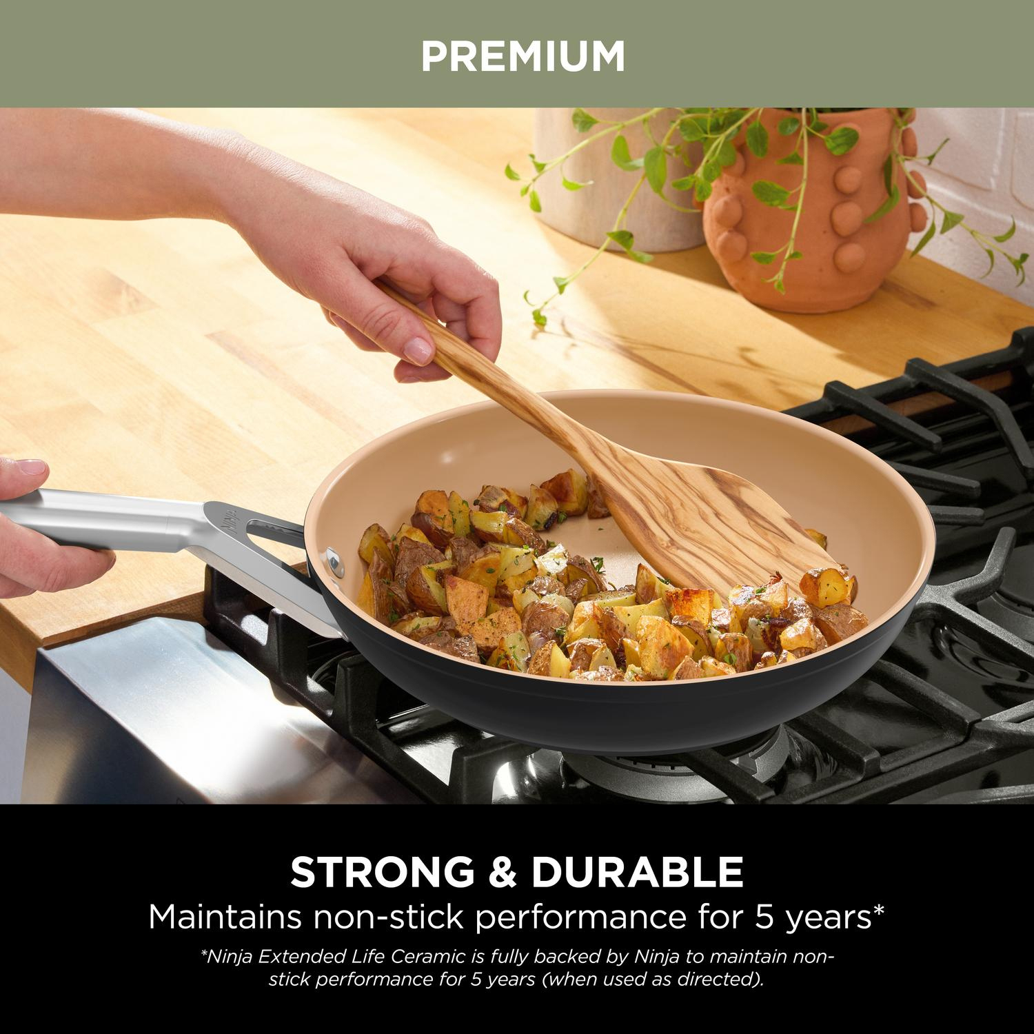 Ninja CW95000UK Ceramic Coated Cookware 5-Piece Set - Apricot & Grey full image