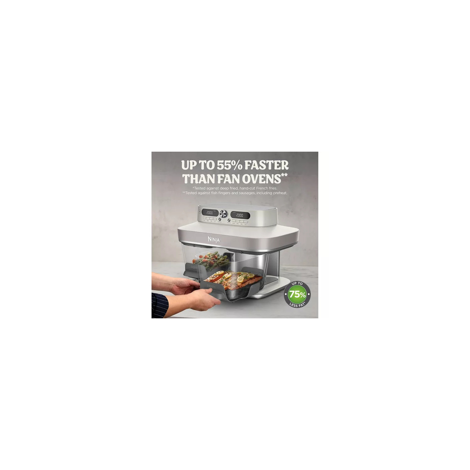 Ninja DD102UKIV2 Dual Zone 8-in-1 Function Glass Air Fryer - Bone full image