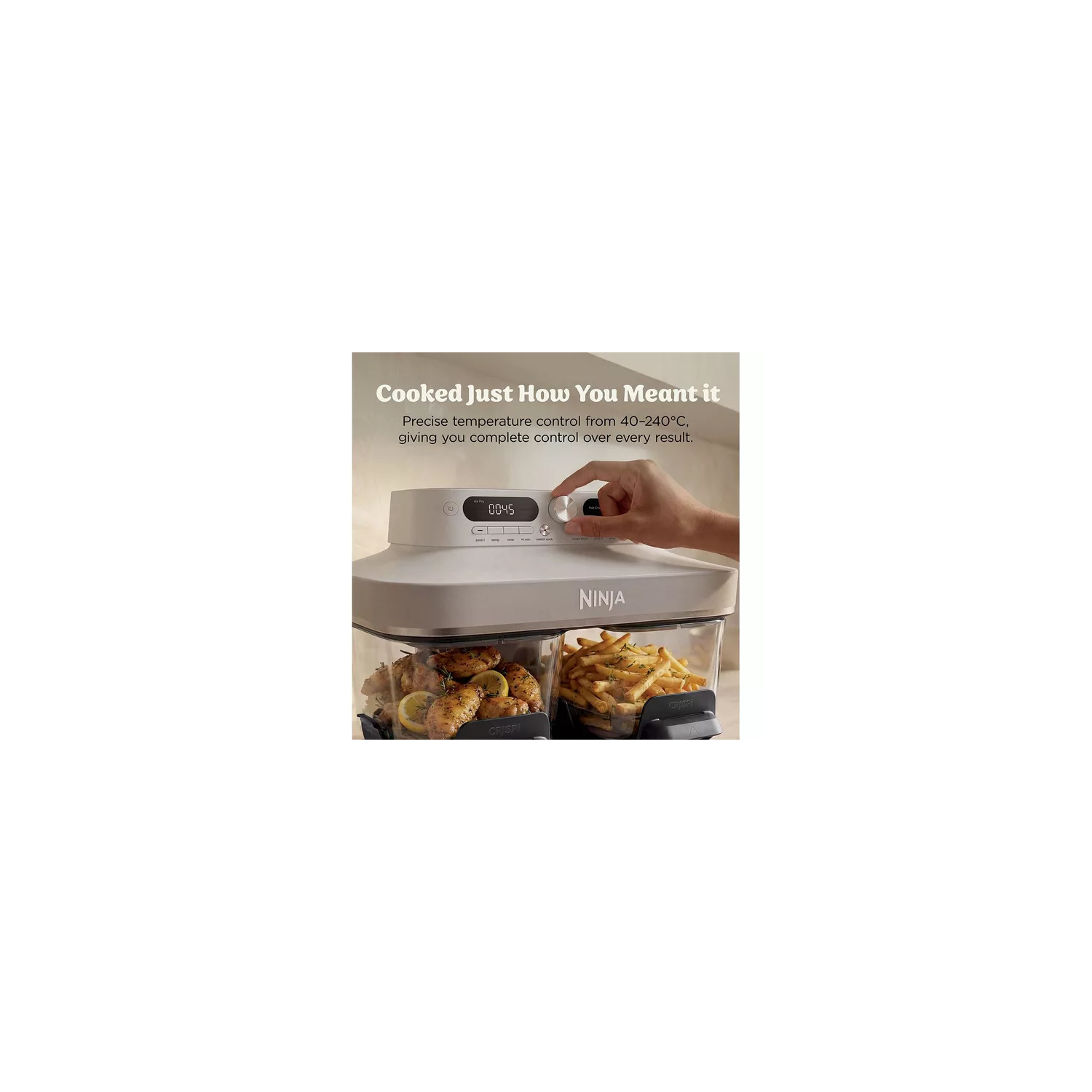 Ninja DD102UKIV2 Dual Zone 8-in-1 Function Glass Air Fryer - Bone full image