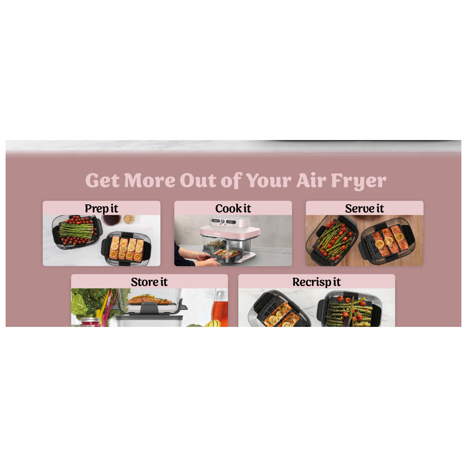Ninja DD102UKPK1 Dual Zone 8-in-1 Function Glass Air Fryer - Rose Quartz full image