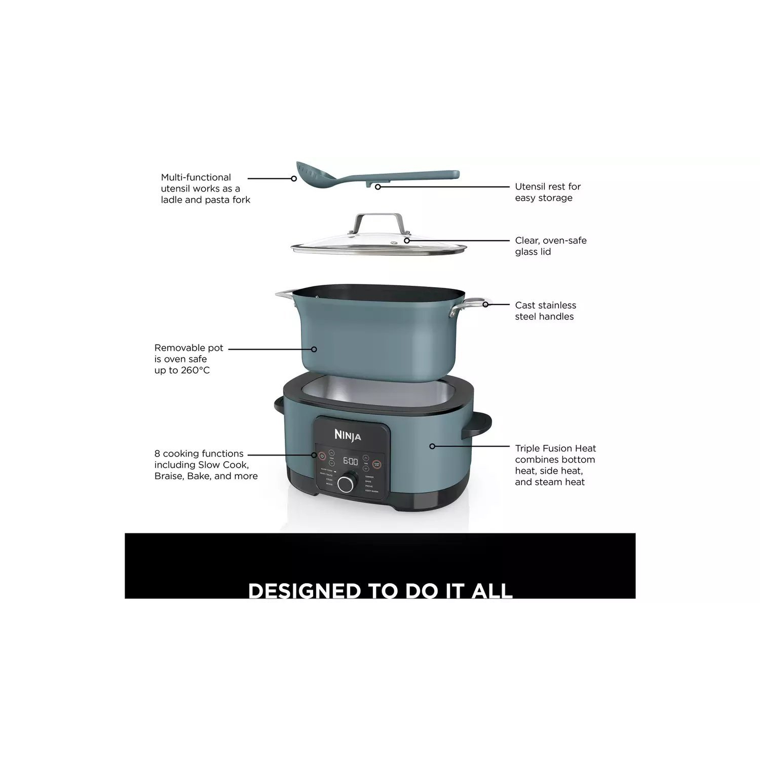 Ninja MC1001UK 42cm Multi-Cooker - Blue full image