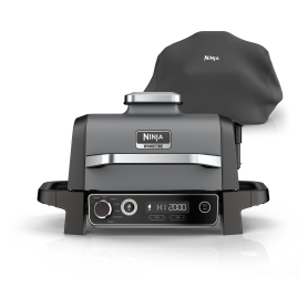 Ninja OG703UK Outdoor Woodfire Electric BBQ Grill & Smoker with Cover - Black