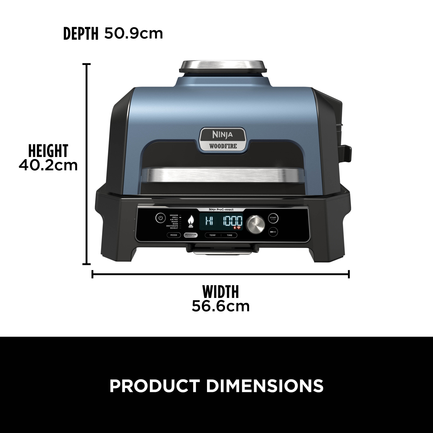 Ninja OG901UKCOVKIT Electric BBQ Grill & Smoker with Cover and Woodfire Pellets  - Black/Blue full image