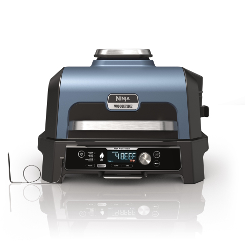 Ninja OG901UKSTANDKIT Woodfire Pro Connect XL Electric BBQ Grill & Smoker with Stand- Black/Blue