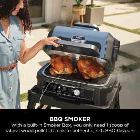 Ninja OG901UK Woodfire Pro Connect XL Electric BBQ Grill & Smoker - Black/Blue - 12