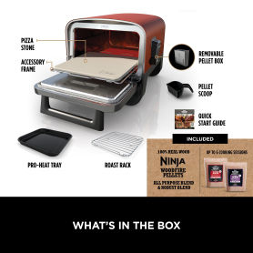 Ninja OO101UK Ninja Woodfire Outdoor Oven, Artisan Pizza Maker and BBQ Smoker - Terracotta/Steel - 6