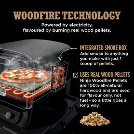 Ninja OO101UK Ninja Woodfire Outdoor Oven, Artisan Pizza Maker and BBQ Smoker - Terracotta/Steel - 5