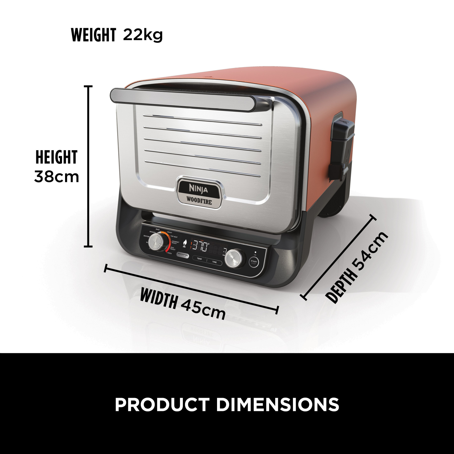 Ninja OO101UK Ninja Woodfire Outdoor Oven- Artisan Pizza Maker and BBQ Smoker - Terracotta/Steel full image