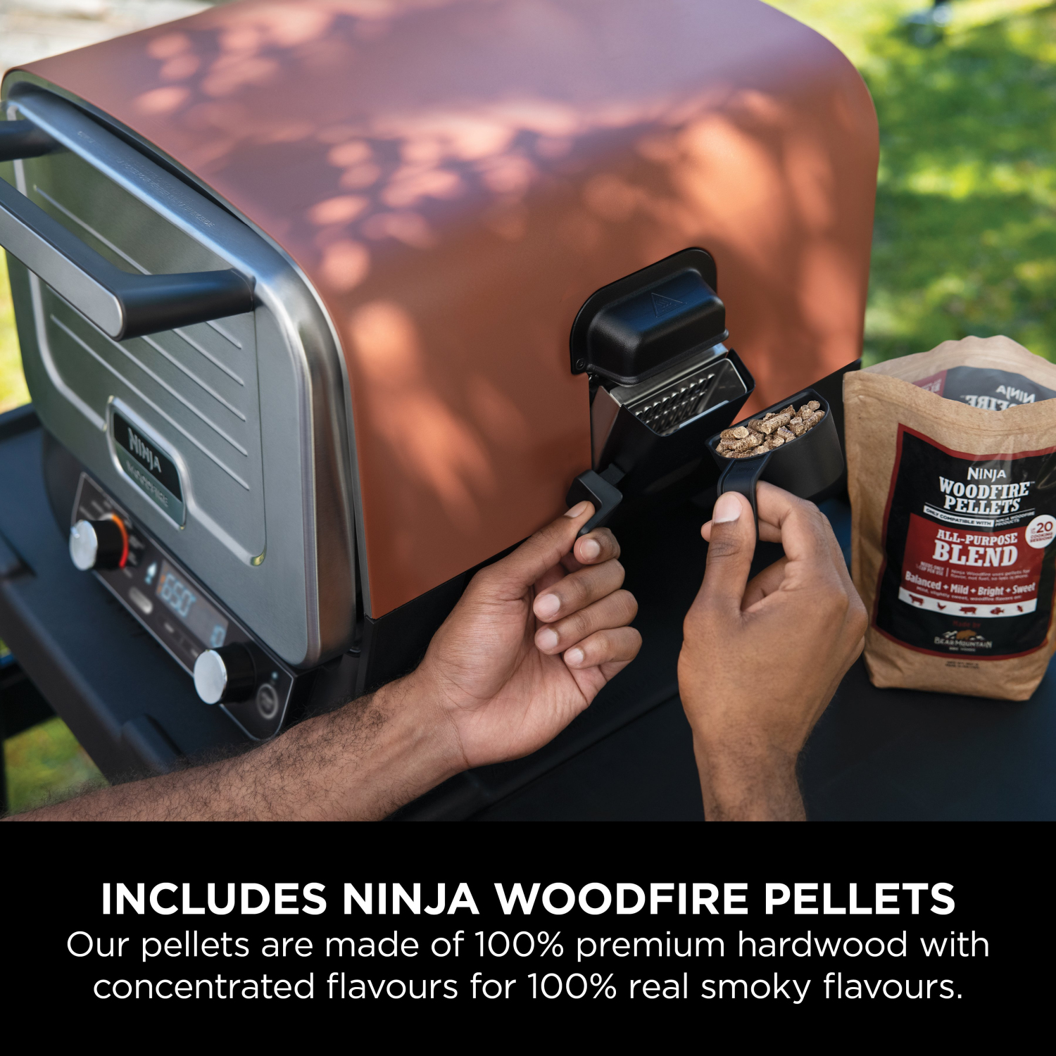 Ninja OO101UK Ninja Woodfire Outdoor Oven- Artisan Pizza Maker and BBQ Smoker - Terracotta/Steel full image