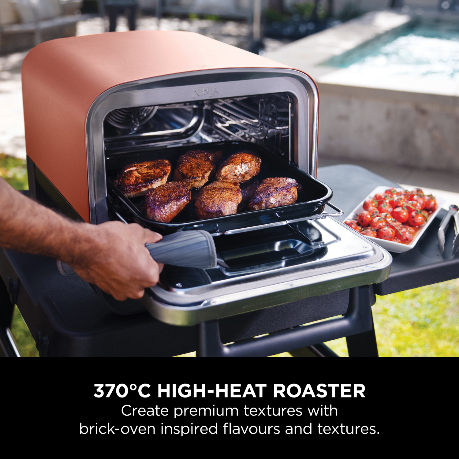 Ninja OO101UK Ninja Woodfire Outdoor Oven- Artisan Pizza Maker and BBQ Smoker - Terracotta/Steel full image
