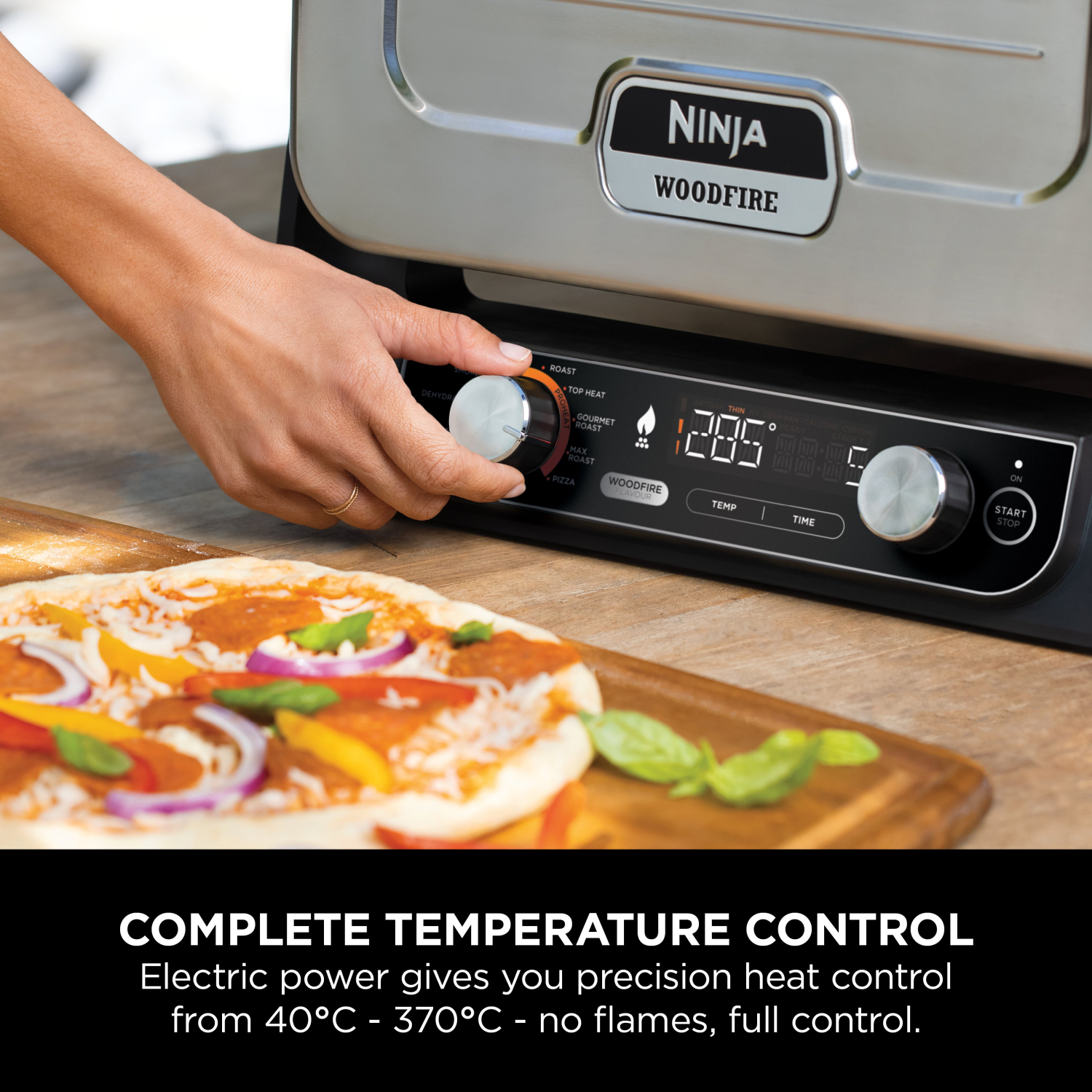 Ninja OO101UK Ninja Woodfire Outdoor Oven- Artisan Pizza Maker and BBQ Smoker - Terracotta/Steel full image