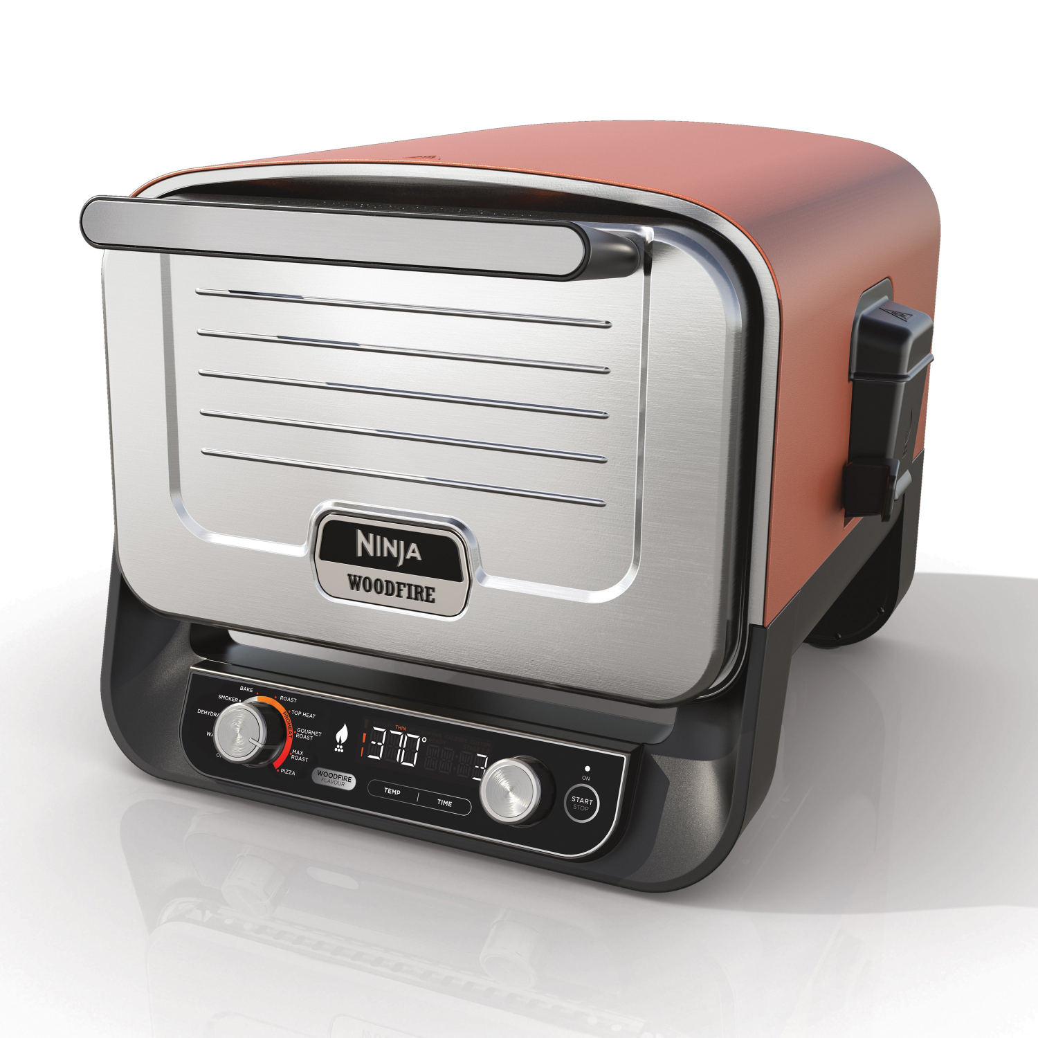 Ninja OO101UK Ninja Woodfire Outdoor Oven- Artisan Pizza Maker and BBQ Smoker - Terracotta/Steel full image