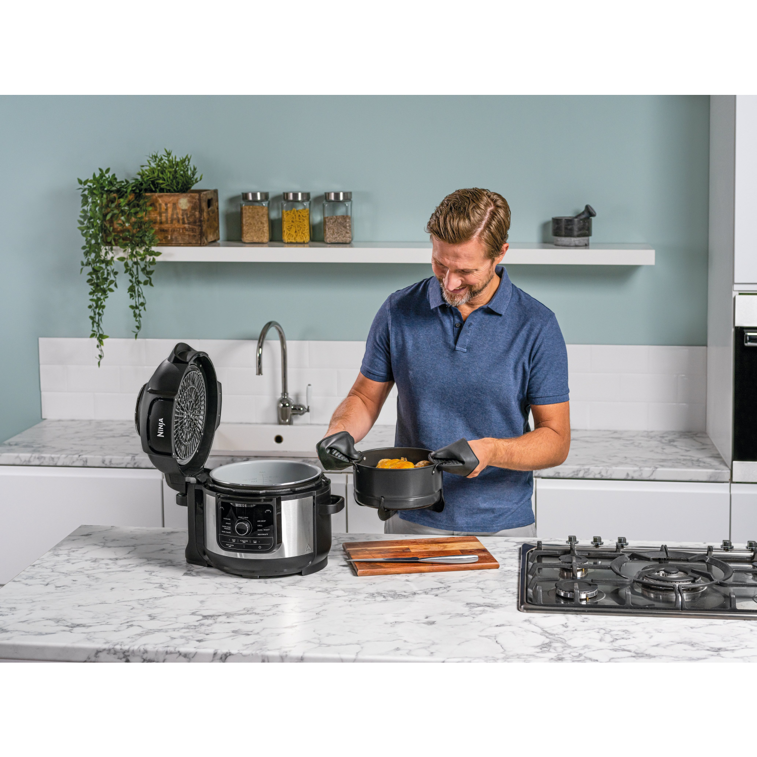Ninja OP350UK Foodi 9-in-1 Multi-Cooker 6L - Black/Sliver full image