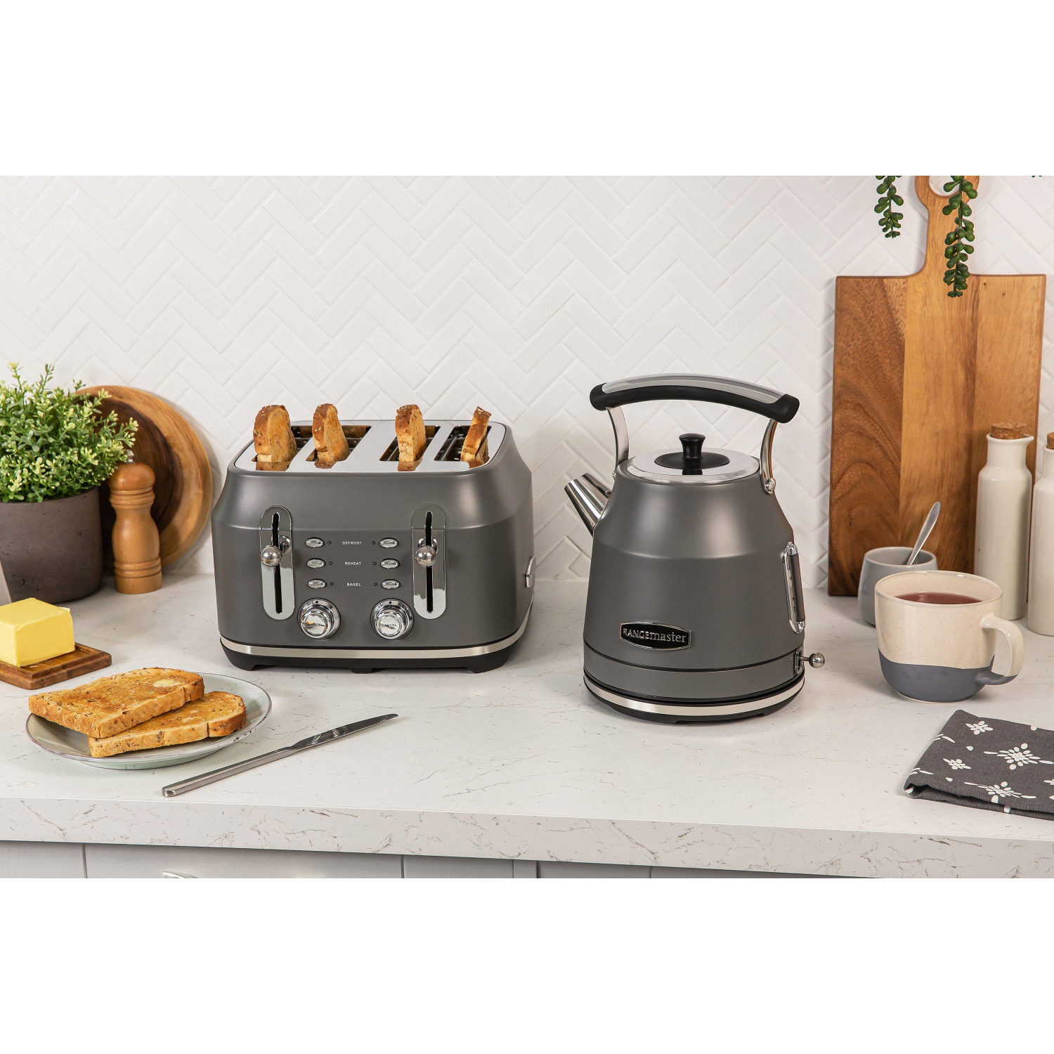 Rangemaster RMCL4S201GY 4 Slice Toaster - Matte Slate Grey - 1