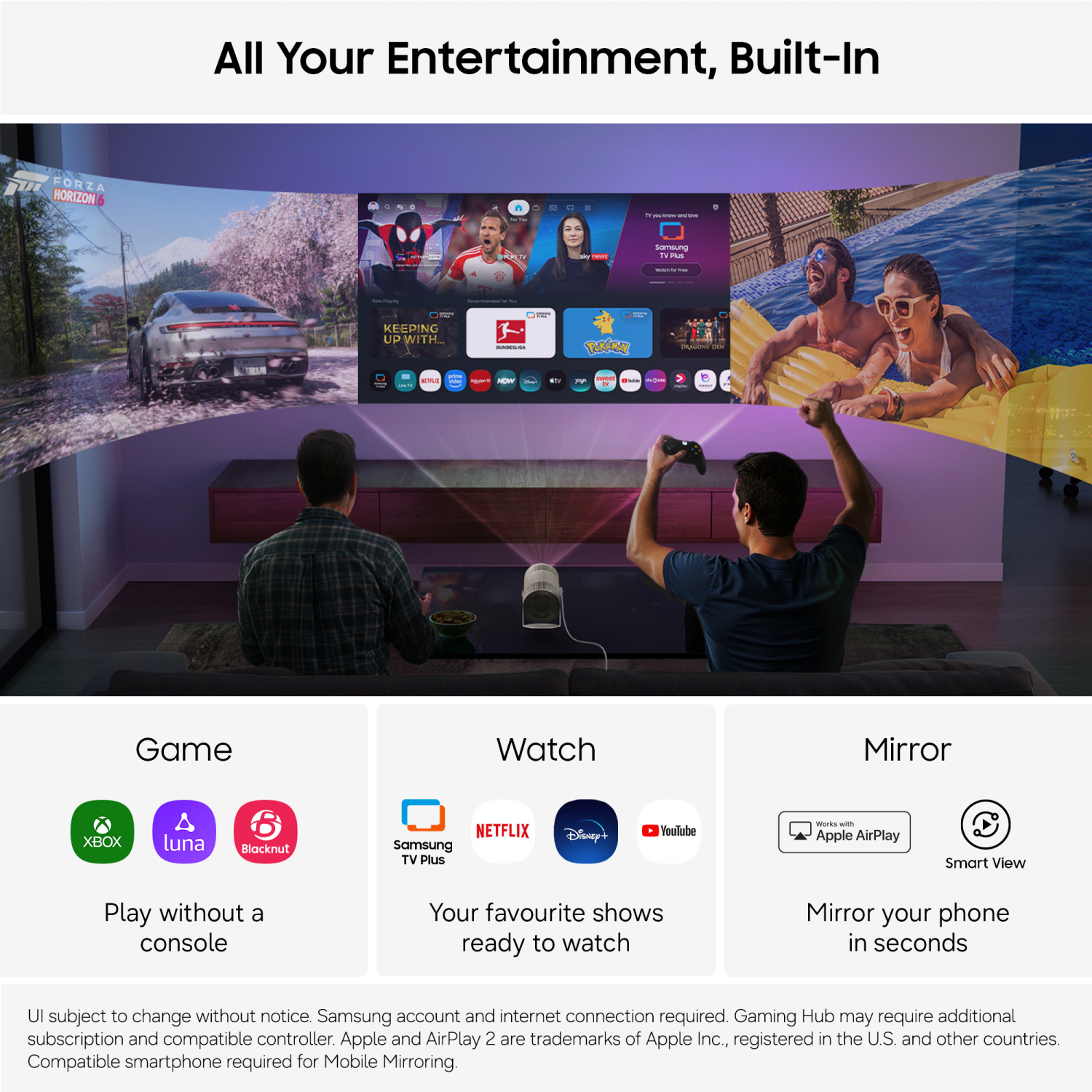Samsung SP-LFF3HLAXXXU Freestyle+ Full HD Portable Projector - Cloud White full image