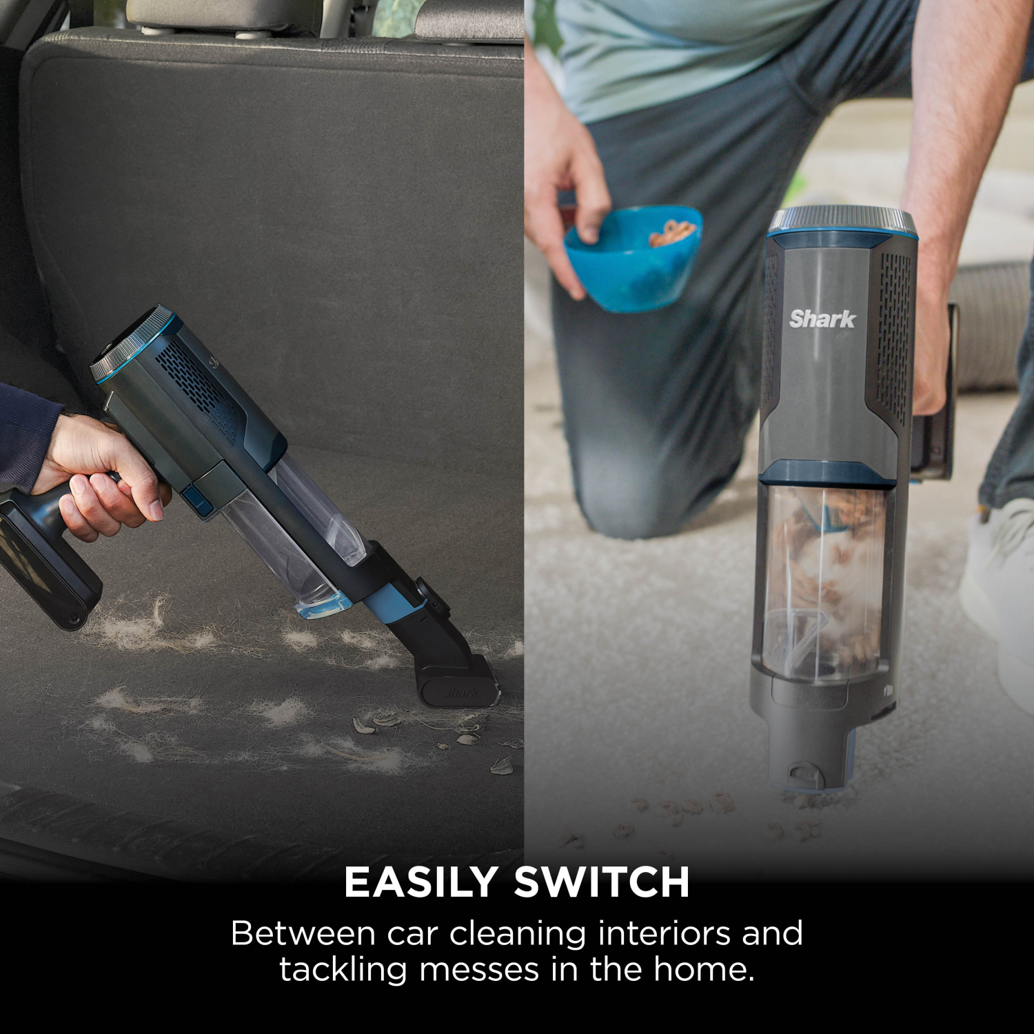 Shark BH102UK PowerBoost Pet Handheld Vacuum - 40 Minutes Run Time - Charcoal with Blue full image