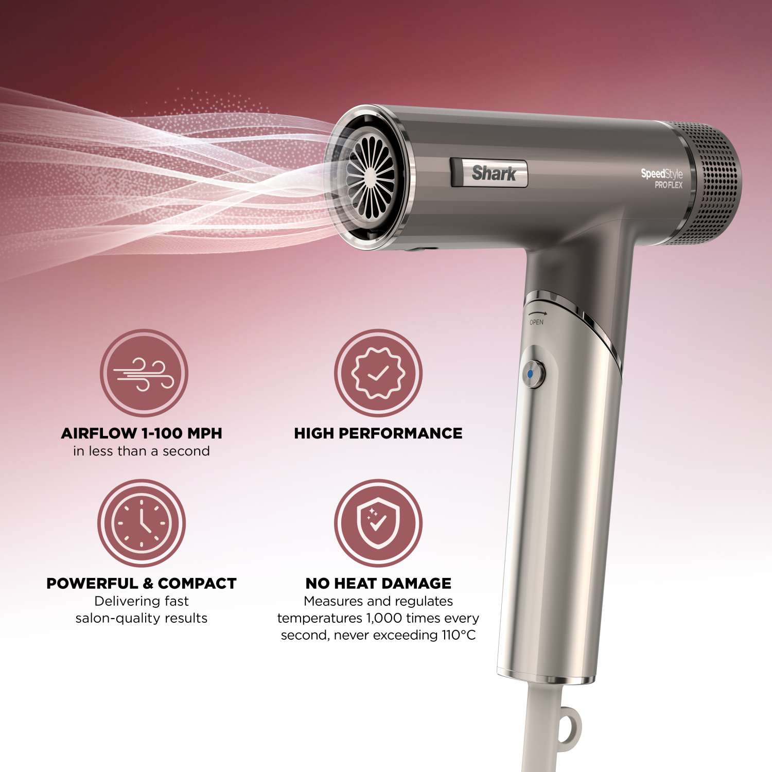 Shark HD542UK SpeedStyle Pro FLEX 4-in-1 High-Velocity Hair Dryer System - Mocha Silver full image