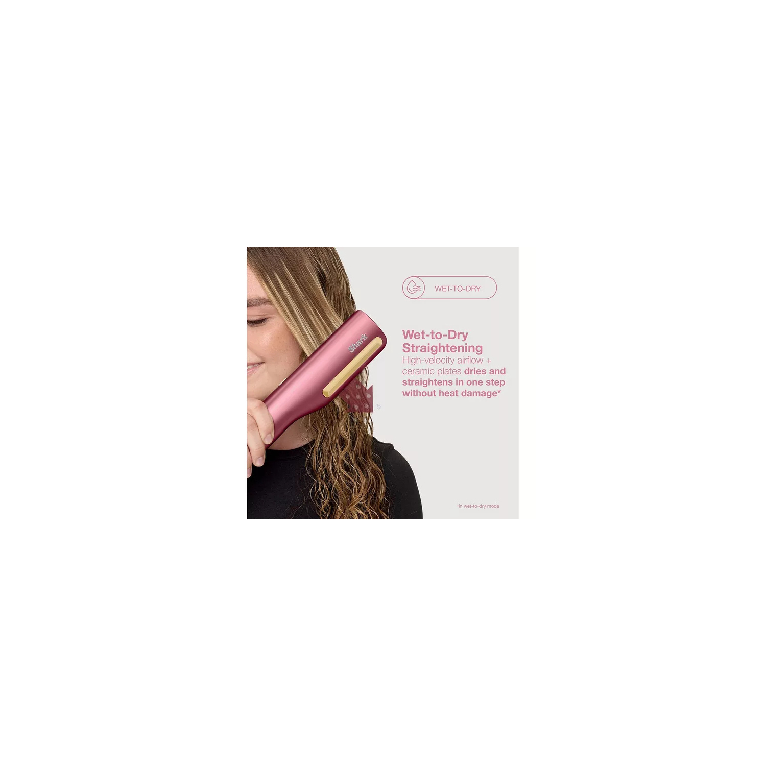 Shark HT401UKPK SilkiPro Straight Hair Straightener + Dryer in One Tool - Pink full image