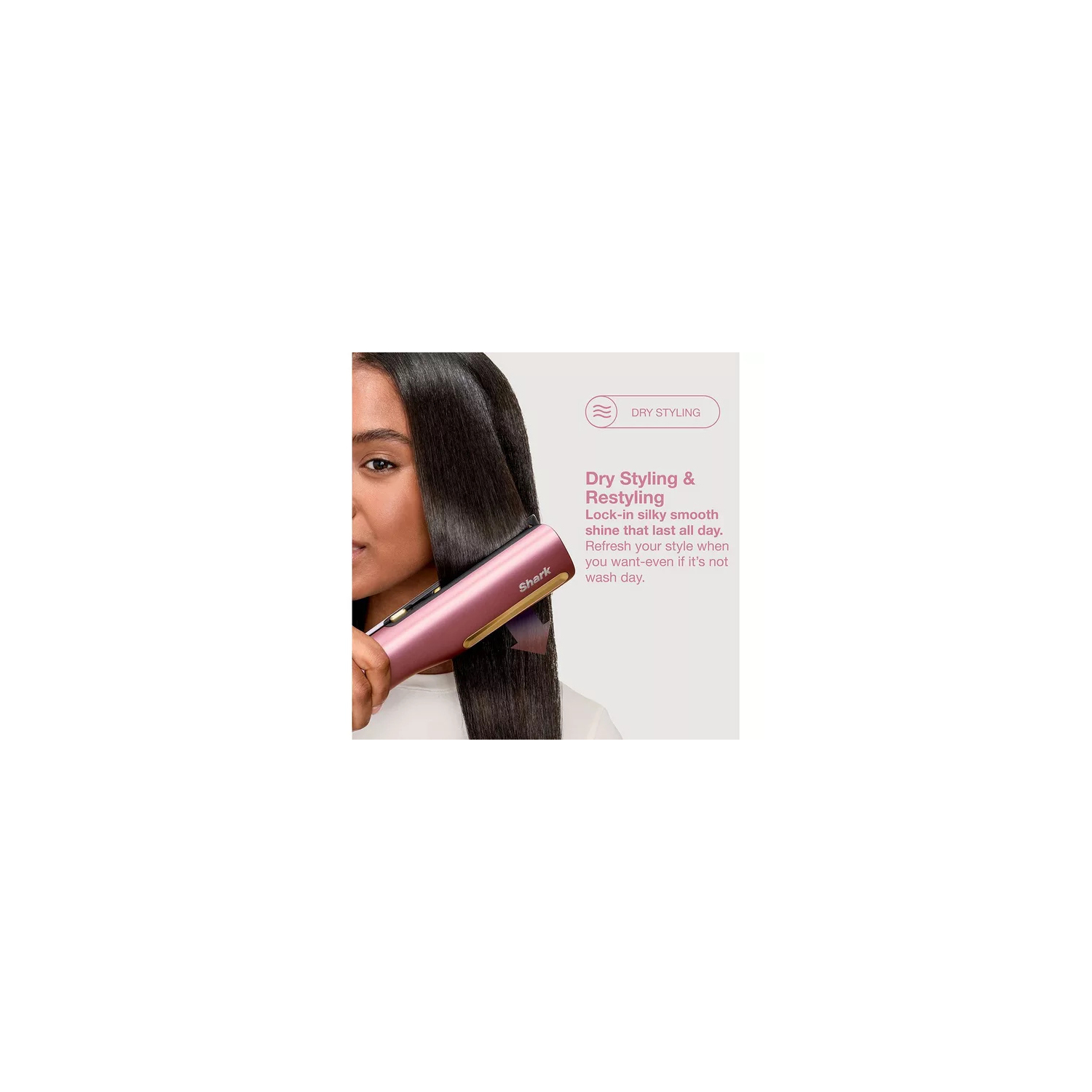 Shark HT401UKPK SilkiPro Straight Hair Straightener + Dryer in One Tool - Pink full image