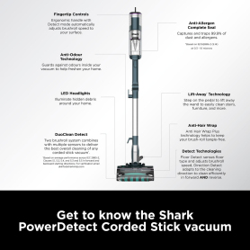 Shark HZ4000UKT PowerDetect Corded Stick Vacuum Cleaner - Dark Teal - 1