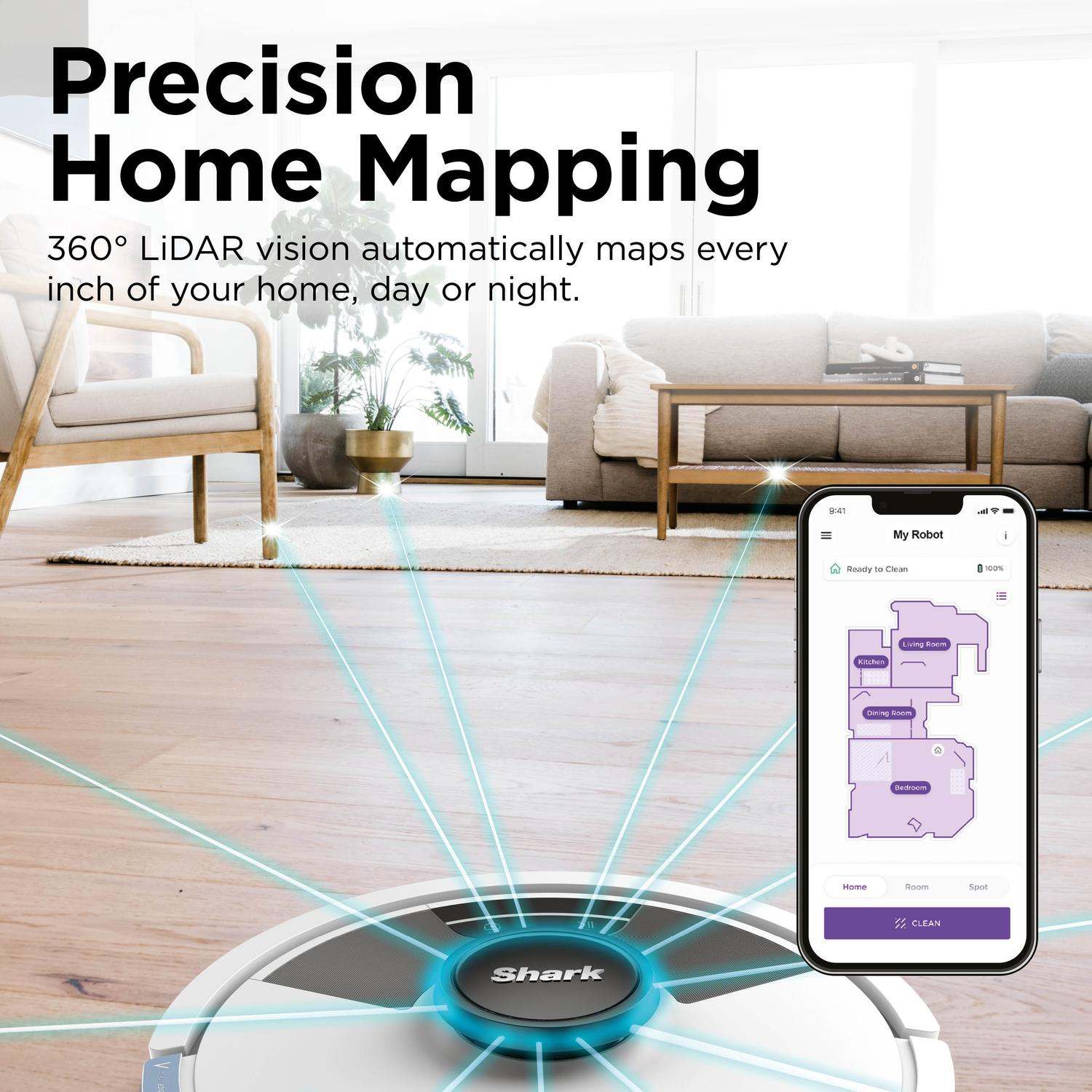 Shark RV2620WAUKWH Matrix Plus 2 in 1 Self Empty Robot Vacuum & Mop - 110 Minutes Run Time - White/Silver full image