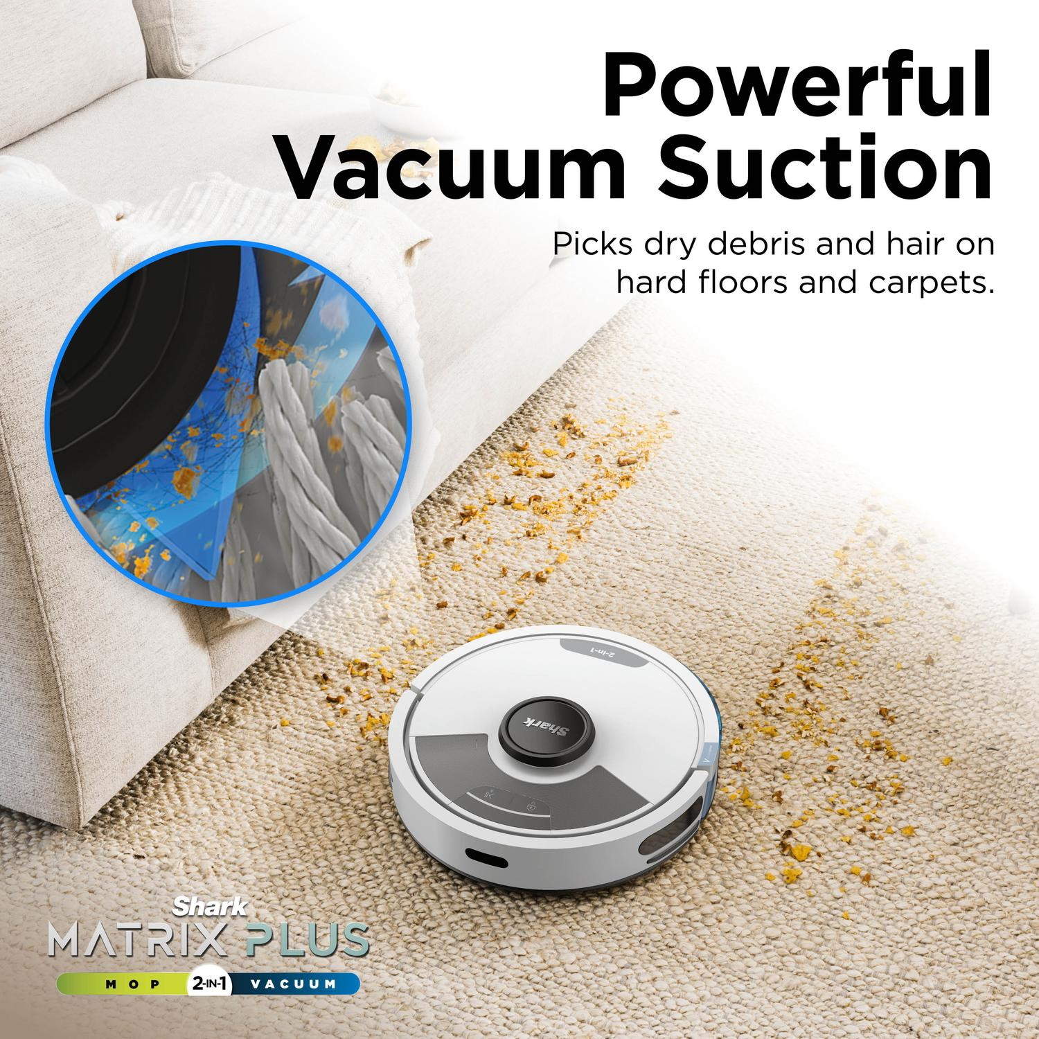 Shark RV2620WAUKWH Matrix Plus 2 in 1 Self Empty Robot Vacuum & Mop - 110 Minutes Run Time - White/Silver full image