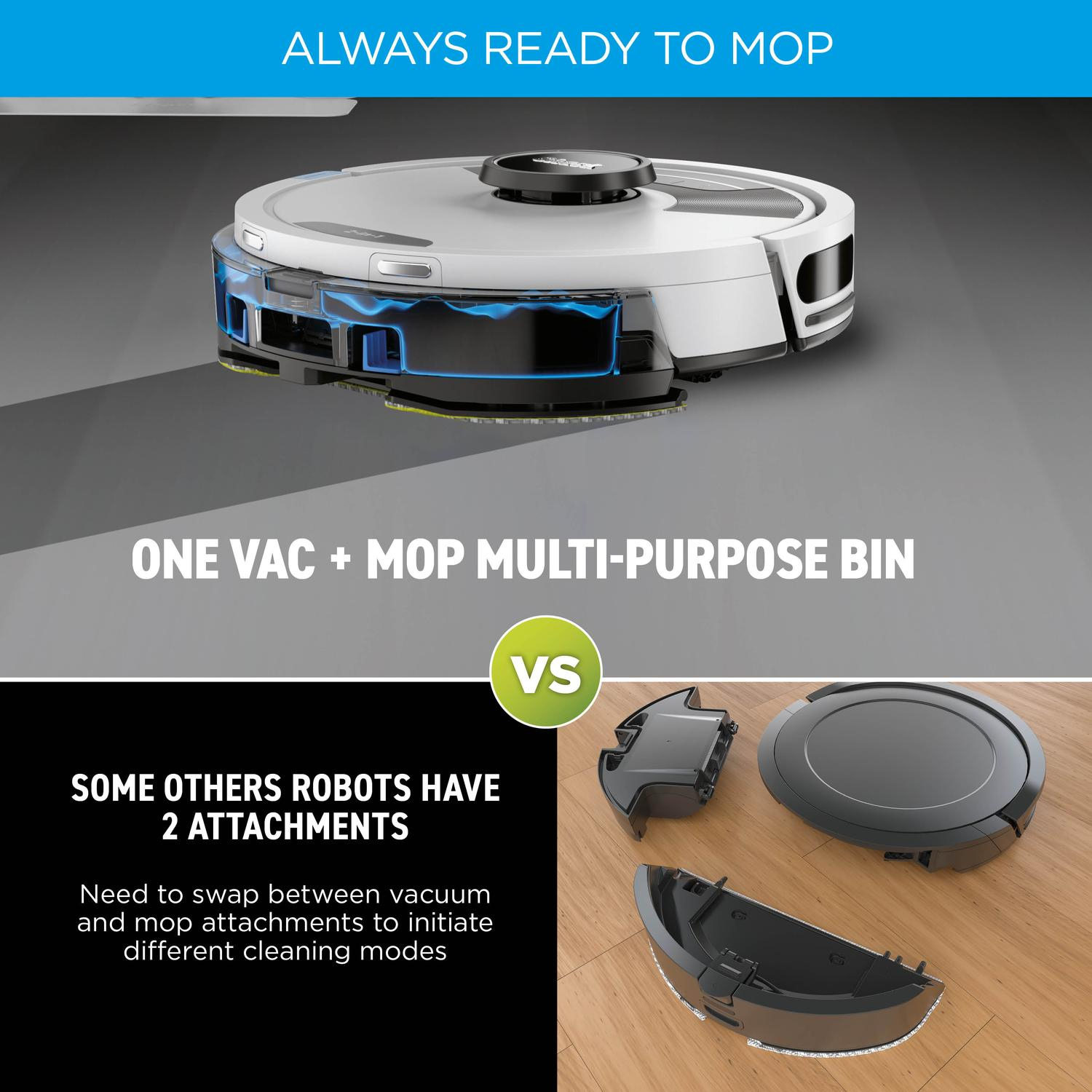Shark RV2620WAUKWH Matrix Plus 2 in 1 Self Empty Robot Vacuum & Mop - 110 Minutes Run Time - White/Silver full image