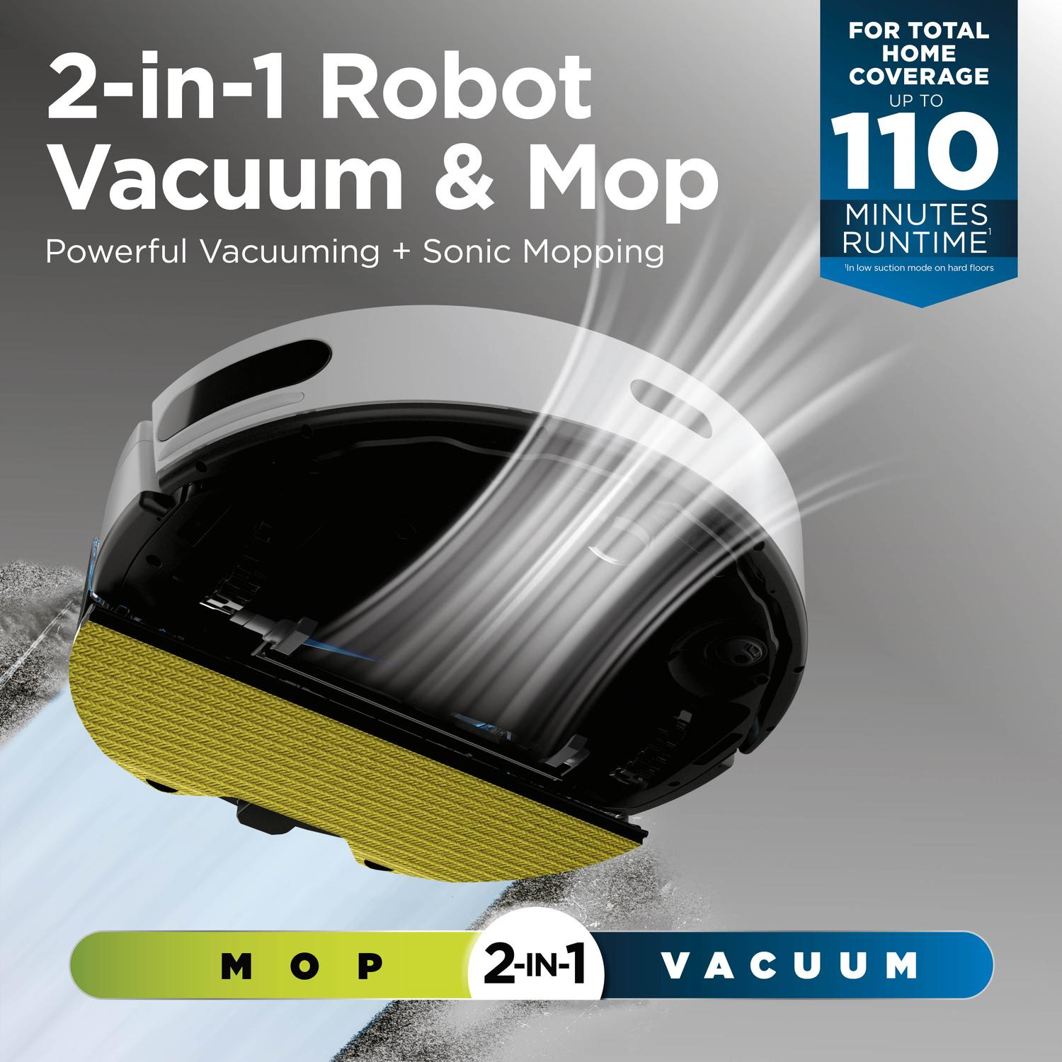 Shark RV2620WAUKWH Matrix Plus 2 in 1 Self Empty Robot Vacuum & Mop - 110 Minutes Run Time - White/Silver full image