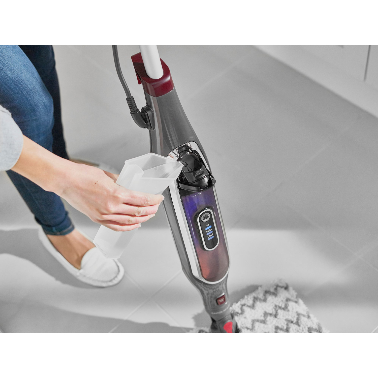 Shark S6003UK Klik n'Flip Automatic Steam Pocket Mop - Shark Steel Grey/Bordeaux full image