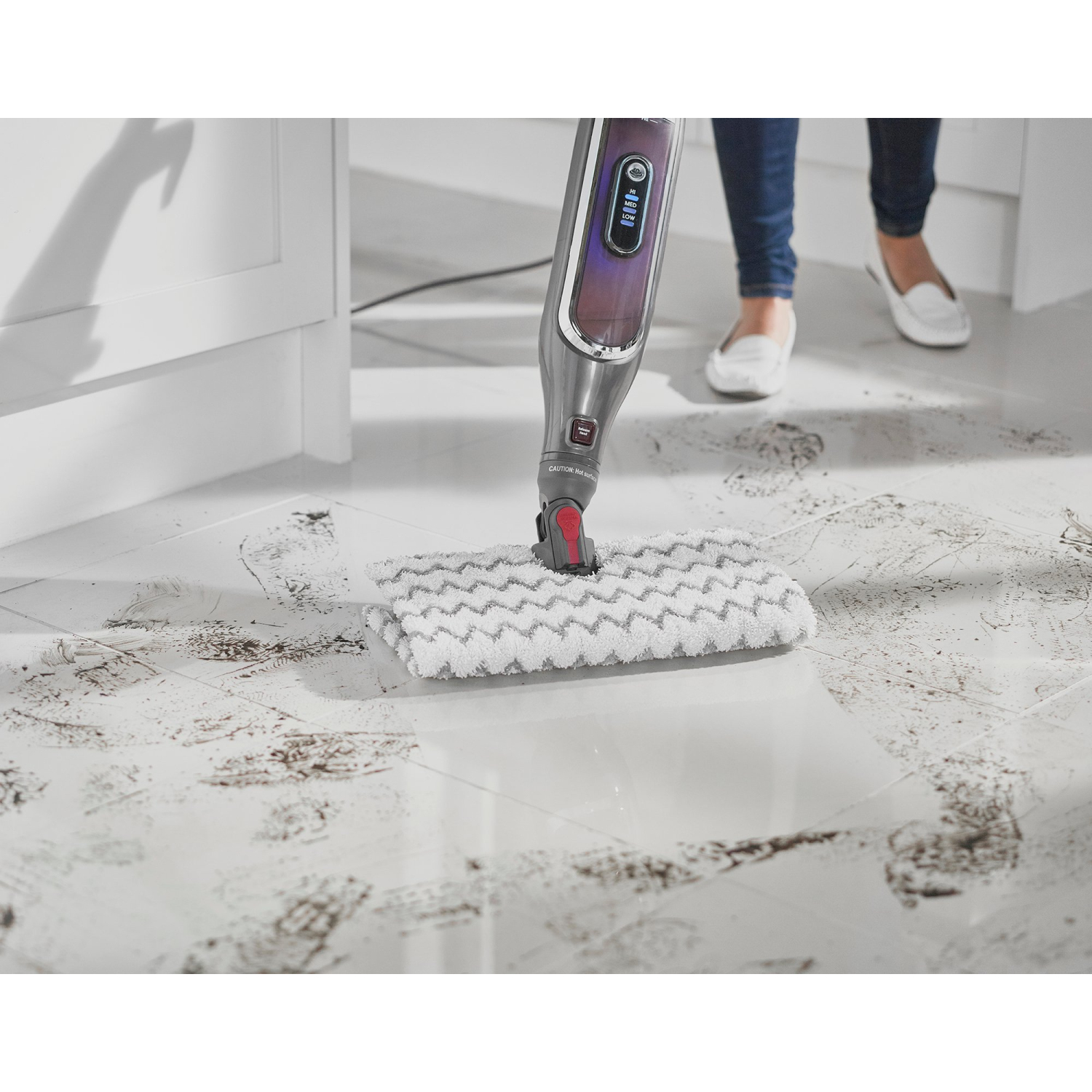 Shark S6003UK Klik n'Flip Automatic Steam Pocket Mop - Shark Steel Grey/Bordeaux full image