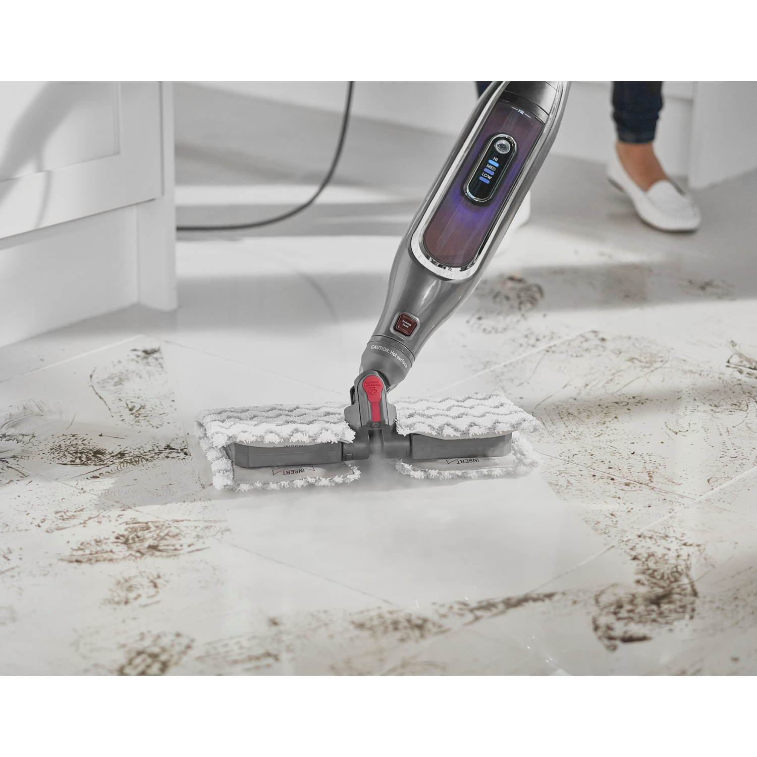 Shark S6003UK Klik n'Flip Automatic Steam Pocket Mop - Shark Steel Grey/Bordeaux full image