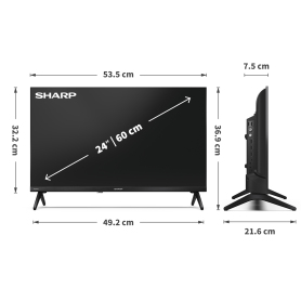 Sharp 1T-C24HE2245KB HDR TV - Black - 3