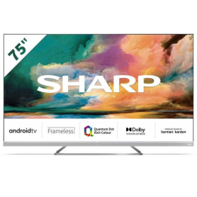 Sharp 4T-C75EQ4KM2AG 75" 4K UHD Frameless Quantum Dot Android TV - 0