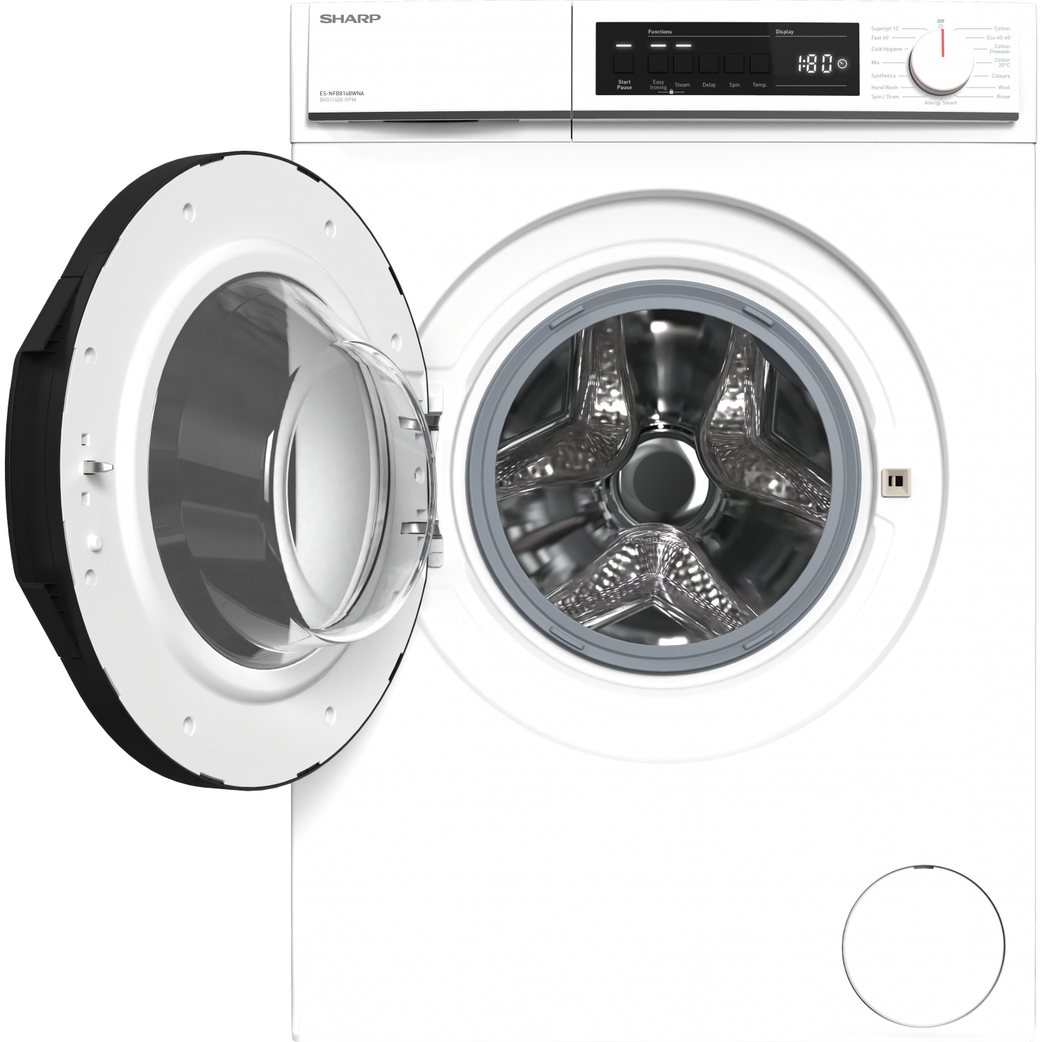 Sharp ES_NFB814BWNA 8kg 1400 Spin Washing Machine - White - 4