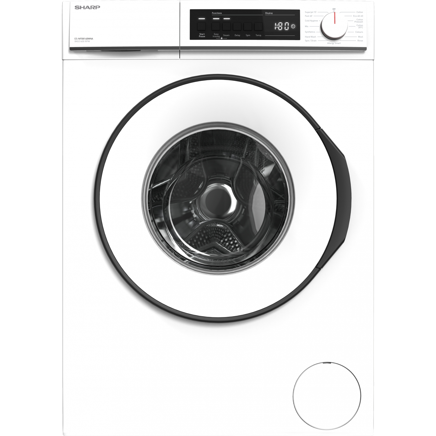 Sharp ES_NFB814BWNA 8kg 1400 Spin Washing Machine - White - 0