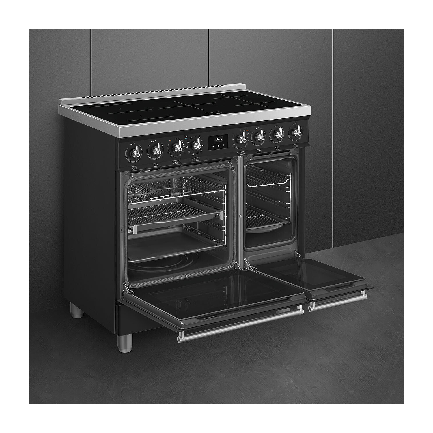 Smeg C92IPMB2 85.3cm Electric Rangecooker with Double Oven and Induction Hob - Matte Black full image