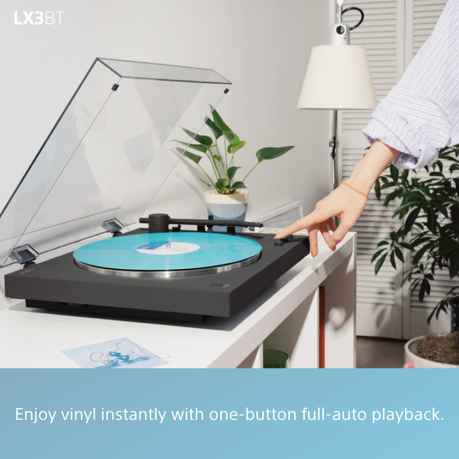 Sony PSLX3BT.CEK Wireless Bluetooth Turntable with Auto Playback - Dark Grey full image