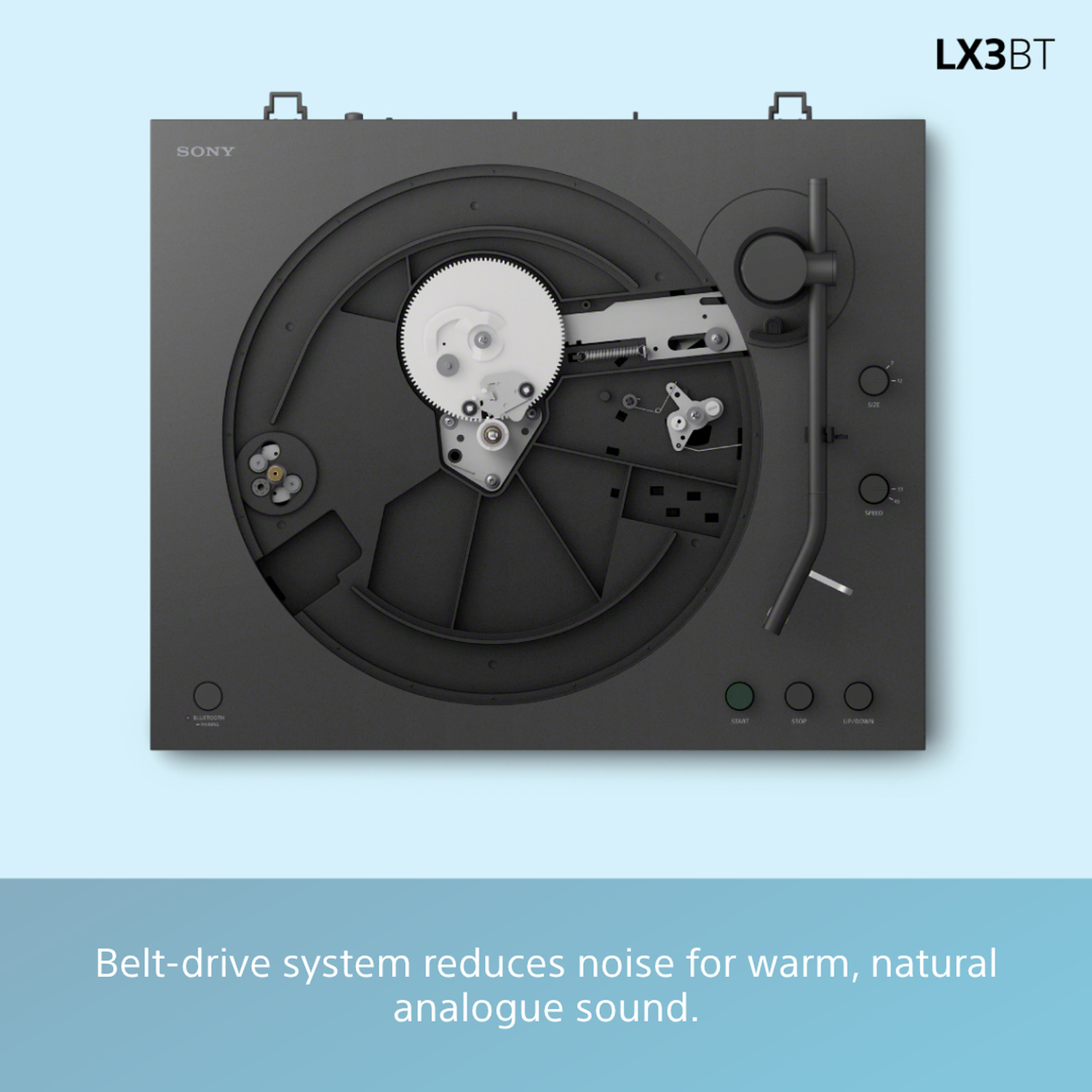 Sony PSLX3BT.CEK Wireless Bluetooth Turntable with Auto Playback - Dark Grey full image