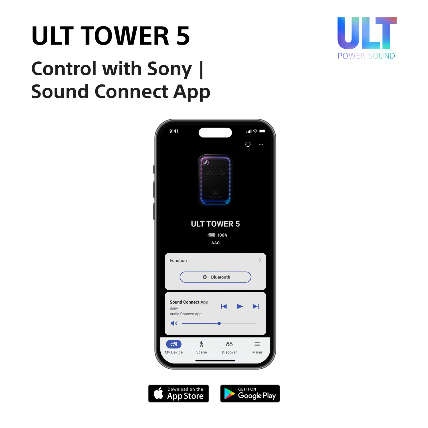 Sony SRSULT500.CEL Wireless ULT Tower 5 Deep Bass Party Speaker with DJ Input - Black full image