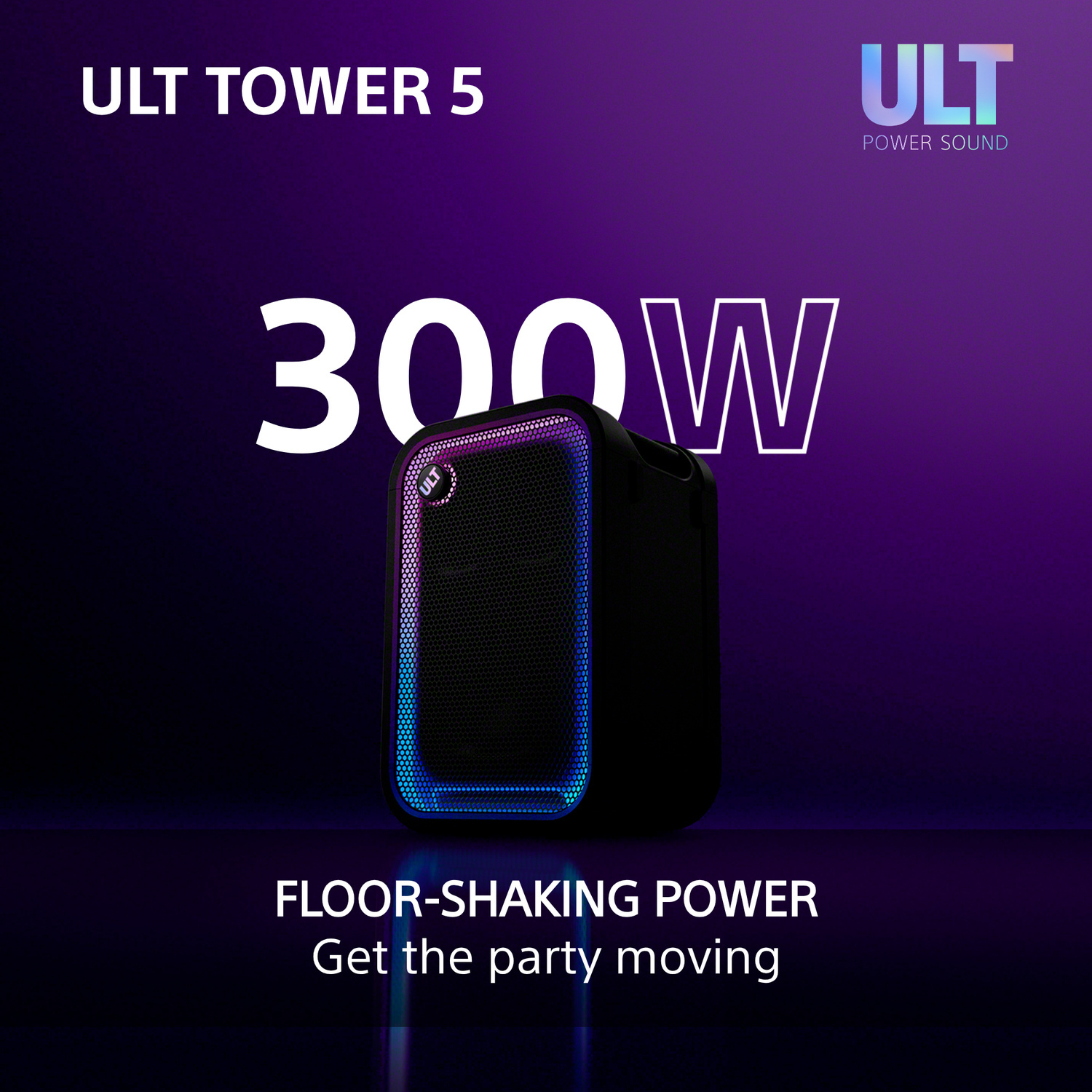 Sony SRSULT500.CEL Wireless ULT Tower 5 Deep Bass Party Speaker with DJ Input - Black full image