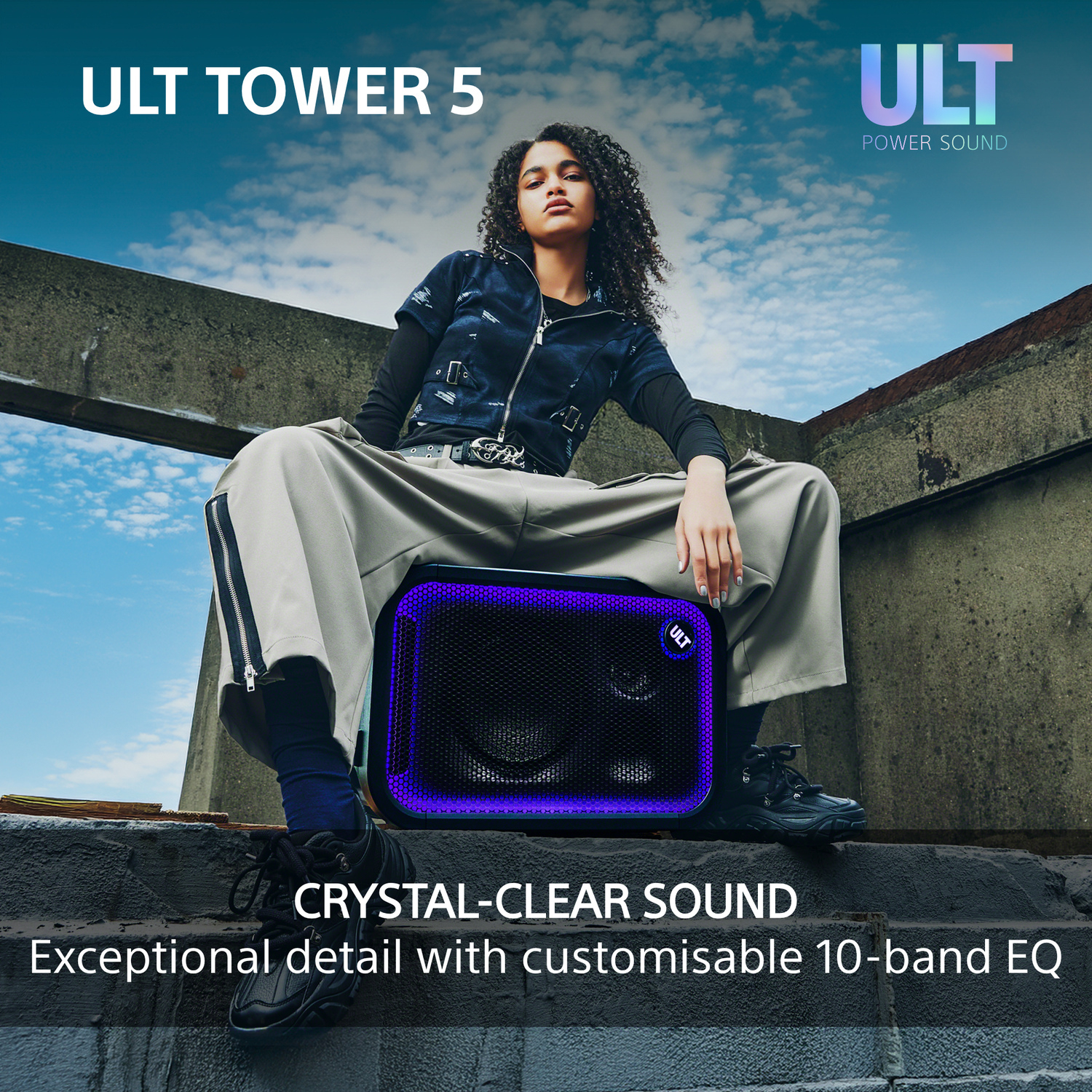 Sony SRSULT500.CEL Wireless ULT Tower 5 Deep Bass Party Speaker with DJ Input - Black full image
