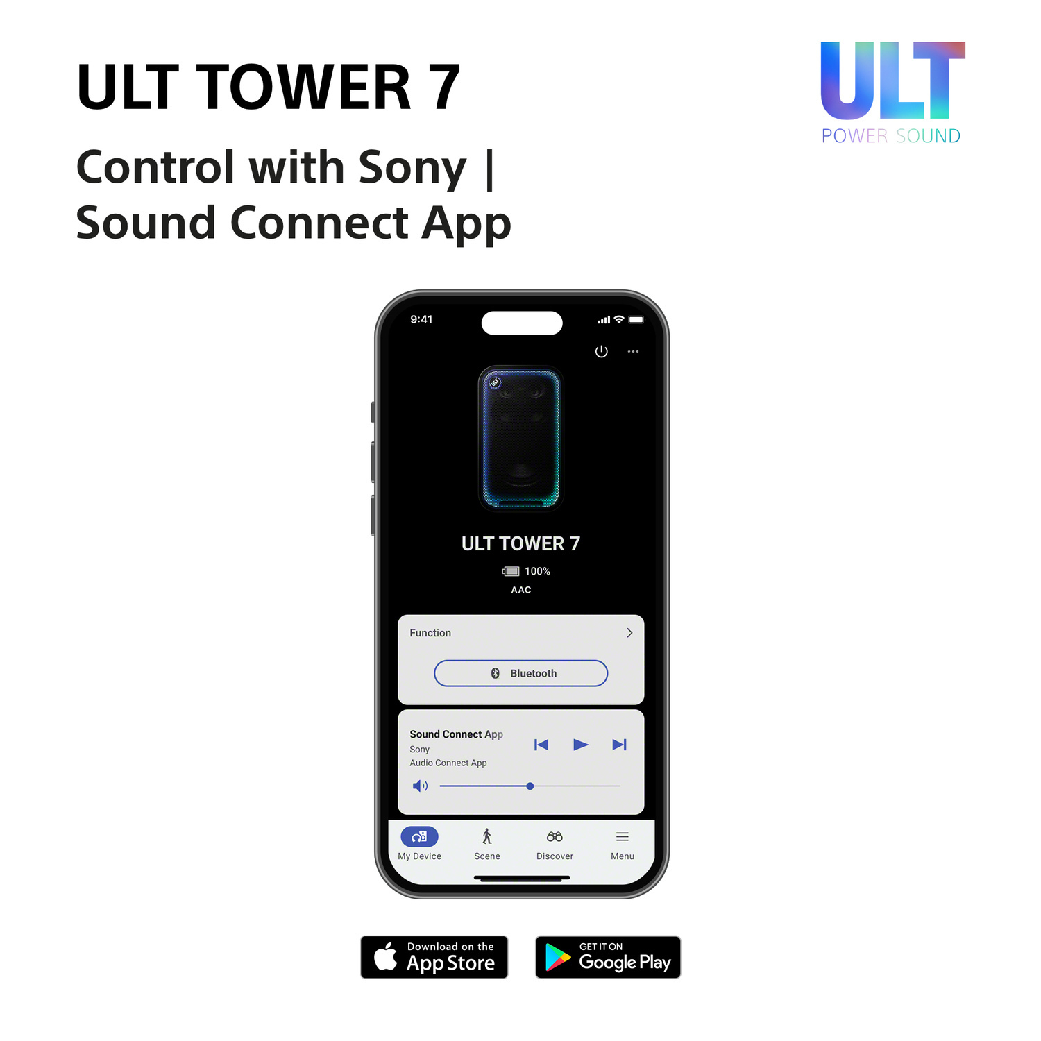 Sony SRSULT700.CEL Wireless ULT Tower 7 Deep Bass Party Speaker with 360 Party sound & DJ Input - Black full image